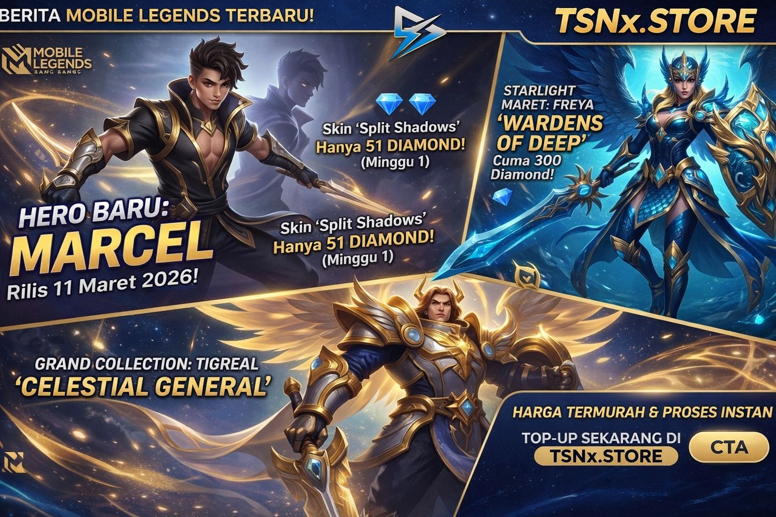 Rilis Hero Baru Marcel & Skin Starlight Maret 2026: Siapkan Diamond-mu!